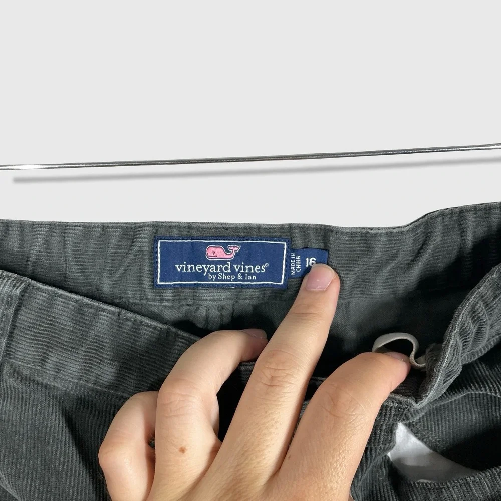 Vineyard Vines Corduroy Pants Kids 16 Grey Preppy Classic Straight Leg Casual